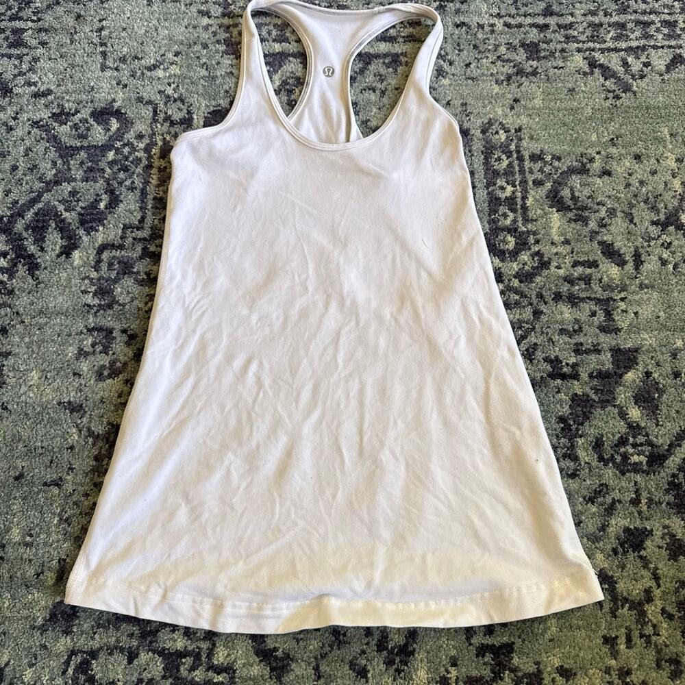 Women’s Lululemon Cool Racerback Tank Top Nulu in White Activewear Workout- Sz 4 - Picture 2 of 9